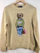 Polo Ralph Lauren Polo Bear Knit cotton Sweater sand WOMEN'S M picture