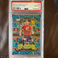 2023-24 PANINI SELECT FIFA 93 ERLING HAALAND PEACOCK PRIZM PSA 10 pop 1.   picture