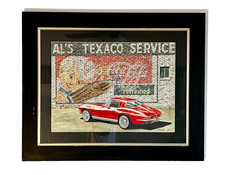 Dana Forrester Original Artwork- 1963 Red Corvette against Coca Cola Brick Mural picture