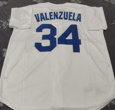 VINTAGE Fernando Valenzuela #34 Dodgers Throwback White Sewn Stitched Jersey. picture