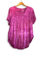 Torrid Super Soft T-Shirt Knit Top Watercolor Tie-Dye Magenta Plus Size 00 ML picture