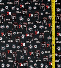 PHILA 76ERS BLACK FABRIC ( HALF-YARD AND 1-YARD SELECTIONS ) picture