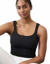 Athleta VitaFree Women’s L Black Cropped Tank Wide Strap UPF 40+ Yoga picture