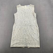 St. John Collection Cream Blue Textured Wool Blend Knit Sleeveless Dress Size 10 picture