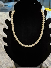 White Simulated Faux Pearl Beaded Strand Necklace Round Classic picture