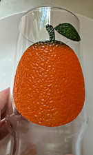 One Vintage MCM Textured Orange 5” Drinking Glass NOS picture