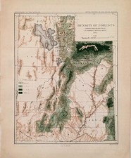 1883 UTAH Map ORIGINAL Forests LUMBER INDUSTRY Salt Lake Wasatch Mountains picture