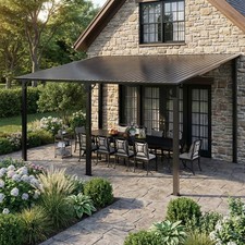 10 x 14 ft Wall-Mounted Hardtop Pergola, Heavy Duty Lean-To Metal Patio Cover picture