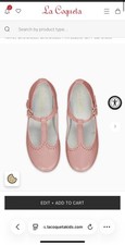 La Coqueta Girls Pink Leather T-Bar Mary Jane Flats Buckle EU 34 picture