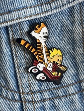 Large Calvin And Hobbes Comic Enamel Pin - Excellent Condition picture