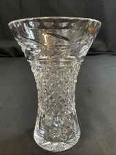 GALWAY IRISH CRYSTAL VASE - Leah Cut - Signed With Sticker - 6.25” picture