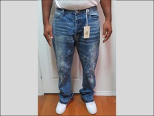 NEW Sz 38 MNML Flare Stacked Hem Men’s Paint Splatter Blue Jeans picture