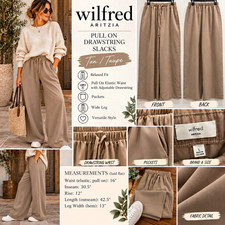 Wilfred Aritzia Wide Leg Pull On Pants Large Taupe Drawstring Elastic Waist picture