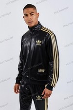 Adidas Chile 62 Black Gold Shiny Rare Tracksuit Retro Jacket Pants Suit L XL picture