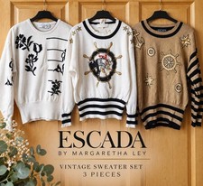 Vintage ESCADA by Margaretha Ley Sweater Lot 3 Pc Nautical EU 38 40 picture