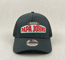 Papa Johns Pizza Logo Embroidered Trucker Hat Black Mesh Back Adjustable Cap picture