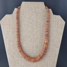 Vintage Variegated Wood Disk Bead Necklace 17