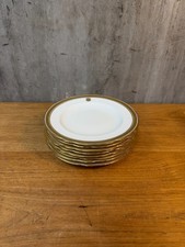 Antique Cauldon England Gold Laurel Monogram Plates Set of 8 Davis Collamore NY picture