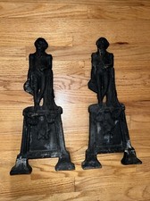 Antique George Washington Figural Andirons 19th Century picture
