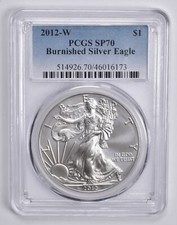 2012-W BURNISHED SILVER EAGLE SP70 PCGS Blue Label picture