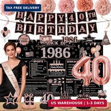 40Th Birthday Decorations for Women, Rose Gold 1986 Happy 40Th Birthday Decorati picture