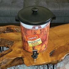 NOS Vintage LIPTON BRISK Iced Tea Dispenser Urn STAINLESS Deadstock Sealed Feet picture