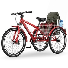 EOYOBIKE 26inch Adult 7-Speed Mountain Tricycle 3 Wheel Cruiser Bike with Basket picture