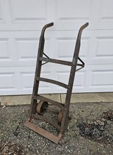 Antique Vtg Old Industrial Heavy Duty Hand Truck Dolly Barrel Cart Cast Iron  picture