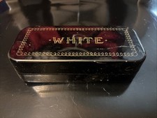 Vintage Greist White Family Rotary Sewing Machine Metal Box w/ Attachments Lot picture
