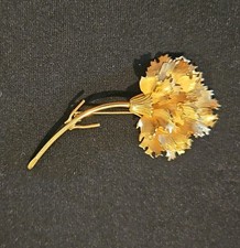 Vintage Lg Giovanni 3.25” Carnation Flower Brooch Pin, Gold Plated, Gorgeous  picture