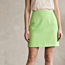 VTG Escada Neiman Marcus Wool Pencil Skirt Women 6 90s Designer Siren Lime Green picture