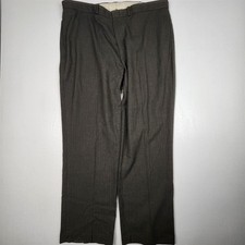 Vtg Polo Ralph Lauren 42x32 Brown Herringbone Poly Flex Tweed Full Cut Trousers picture