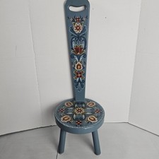 Vintage 90s Rosemaling Hand Painted Pouting Chair Patty Tofsland Norwegian Folk picture