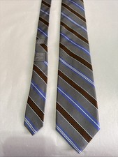 Robert Talbott Silk Neck Tie Gray Brown Blue Stripes Z9/C picture