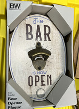 Boston Warehouse Bar Is Now Open Wall Mount Opener w/ Cap Catcher picture