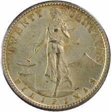 1914 S Philippines 20 Centavos KM170 AU Uncertified #848 picture