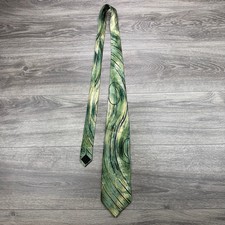 J Garcia Mens Green Abstract Swirl Necktie Desert Island Collection Silk Tie picture