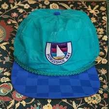 VTG 80s Imperial Horseshoe Bay Resort Nylon Rope Hat Leather Strap Cap NOS Mint picture