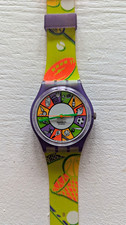 Swatch Swiss Made Sports Theme Quartz Analog Watch Purple Plastic, Box picture