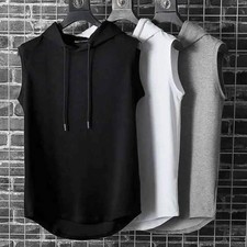 Solid Color 2023 Brand New Men's Tank Tops Vest Sleeveless Tees For Male Hooded picture
