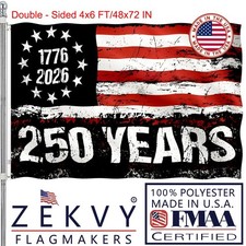 250 Anniversary USA Flag 4x6 Made in USA- Double Sided 3-Ply 250 year american a picture