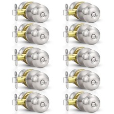 Estmoon 10 Pack Home Improvement Bed/Bath Room Door Knobs, Brushed Nickel Pri... picture