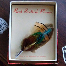 Authentic Scottish Plume Broach Pin W/ Original Box. Made In The Highlands picture