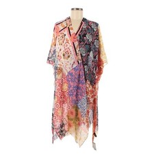 Raj Boho Patchwork Floral Kimono Duster One Size Multicolor Flowing NWT picture