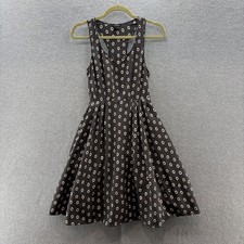 Club Monaco Dress 0 Black Polka Dot Silk Fit Flare Retro Rockabilly Crinoline picture