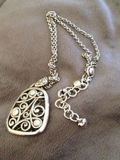BRIGHTON ADARA REVERSIBLE Silver 2 Tones Pendant NECKLACE NWOT picture