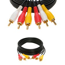 3 RCA Male to 3 RCA Male Cable Stereo AV Audio Video Composite Gold Plated LOT picture