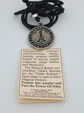 odin ravens pendant VIKING rune AMULET Raven NECKLACE Norse God Raven 2 Side USA picture