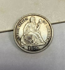 1876-CC U.S Silver Seated Liberty Dime**** High Grade AU picture