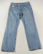 Cinch Up Jeans Mens 34 Light Wash Blue Relaxed Straight Denim Western Cowboy picture